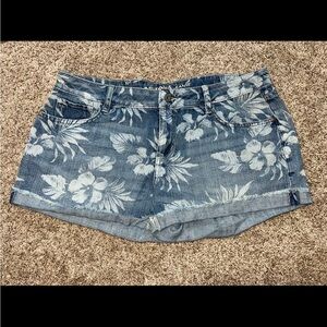 Floral Print Denim Jean Shorts (Size 13)